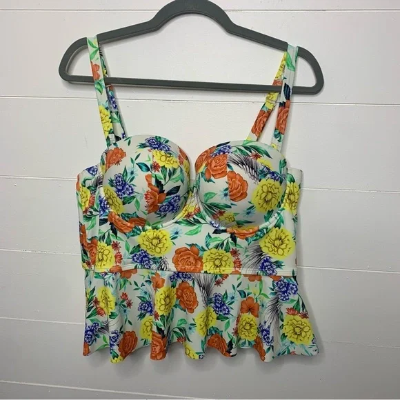 Torrid floral peplum swim top 1X - Picture 4 of 12